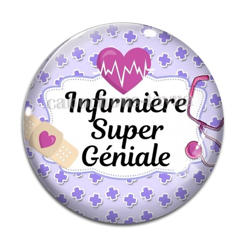 Cabochon infirmière super geniale résine - ou verre différente taille