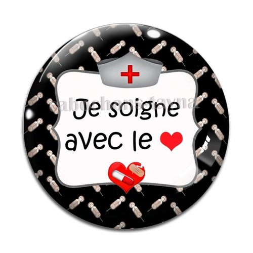 Cabochon je soigne avec le cœur résine - ou verre différente taille
