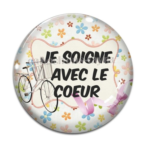 Cabochon je soigne avec le cœur résine - ou verre différente taille