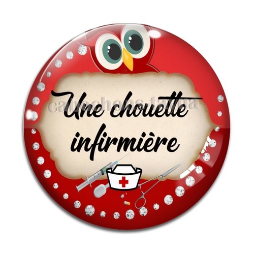 Cabochon chouette infirmière résine - ou verre différente taille