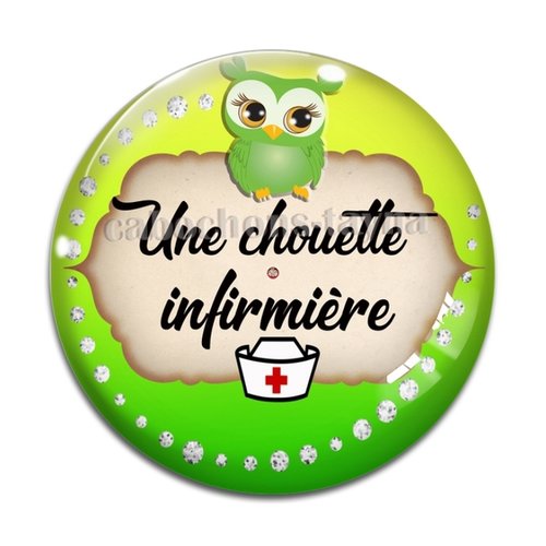 Cabochon chouette infirmière résine - ou verre différente taille