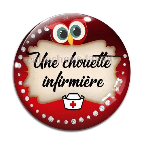 Cabochon chouette infirmière résine - ou verre différente taille