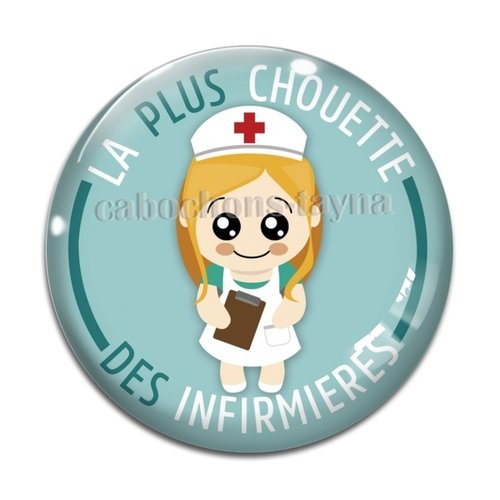 Cabochon chouette infirmière résine - ou verre différente taille