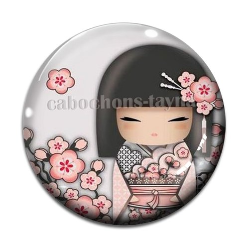 Cabochon  kokeshi résine - ou verre rond différente taille