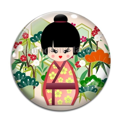 Cabochon  kokeshi résine - ou verre rond différente taille