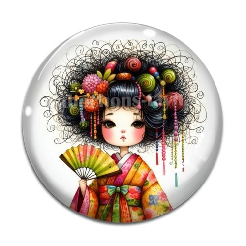 Cabochon  kokeshi résine - ou verre rond différente taille