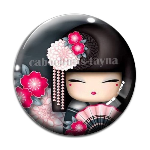 Cabochon  kokeshi résine - ou verre rond différente taille