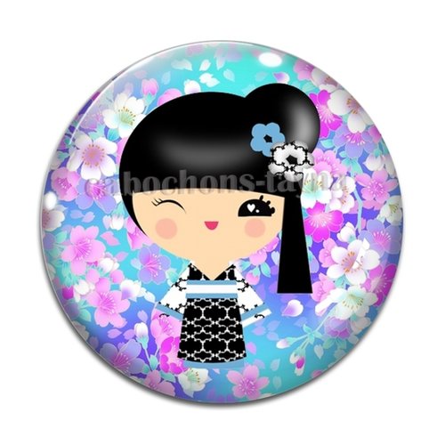 Cabochon  kokeshi résine - ou verre rond différente taille