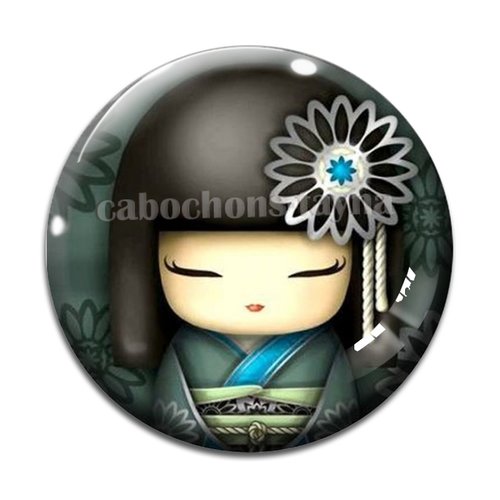 Cabochon  kokeshi résine - ou verre rond différente taille