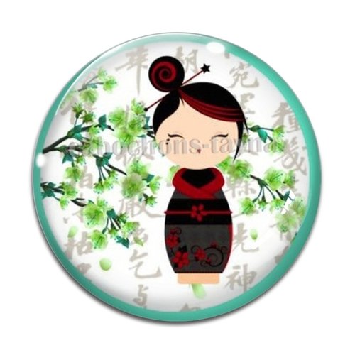 Cabochon  kokeshi résine - ou verre rond différente taille