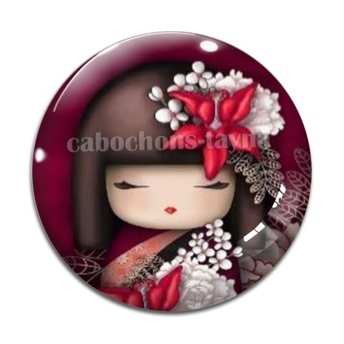 Cabochon  kokeshi résine - ou verre rond différente taille