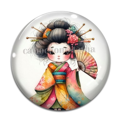 Cabochon  kokeshi résine - ou verre rond différente taille