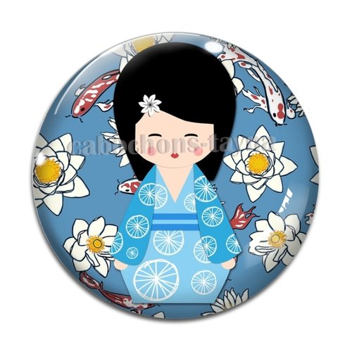 Cabochon  kokeshi résine - ou verre rond différente taille