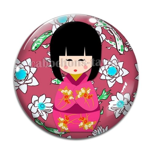 Cabochon  kokeshi résine - ou verre rond différente taille