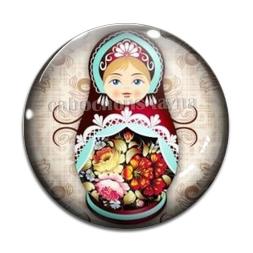 Cabochon poupée russe résine - ou verre rond différente taille