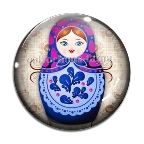 Cabochon poupée russe résine - ou verre rond différente taille