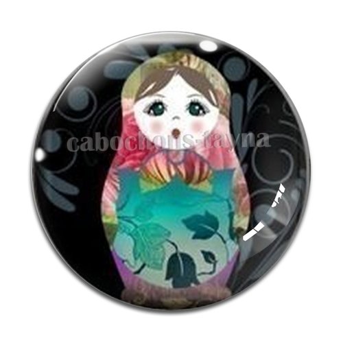 Cabochon poupée russe résine - ou verre rond différente taille