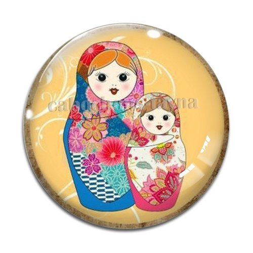 Cabochon poupée russe résine - ou verre rond différente taille