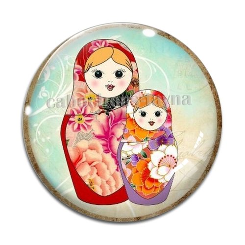 Cabochon poupée russe résine - ou verre rond différente taille