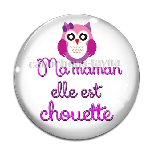 Cabochon chouette maman résine - ou verre rond différente taille
