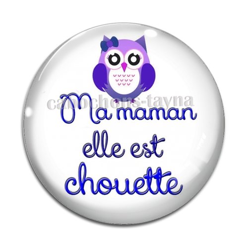 Cabochon chouette maman résine - ou verre rond différente taille