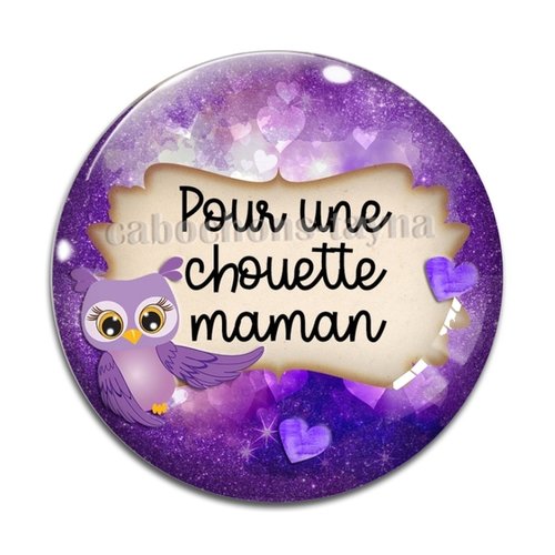 Cabochon chouette maman résine - ou verre rond différente taille