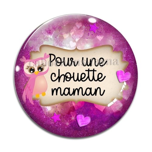 Cabochon chouette maman résine - ou verre rond différente taille