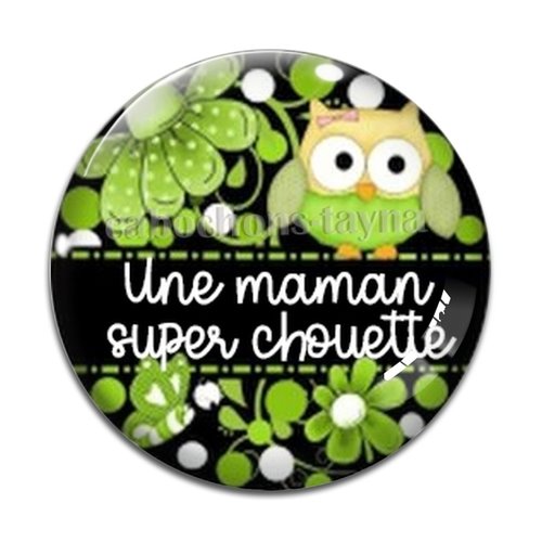 Cabochon chouette maman résine - ou verre rond différente taille