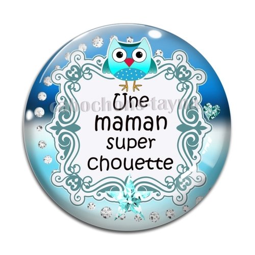 Cabochon chouette maman résine - ou verre rond différente taille