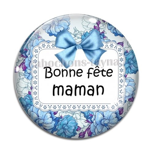 Cabochon bonne fête maman, cabochon résine - ou verre rond différente taille