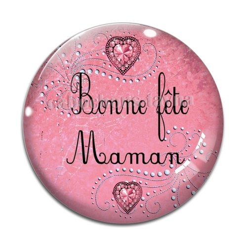 Cabochon bonne fête maman, cabochon résine - ou verre rond différente taille