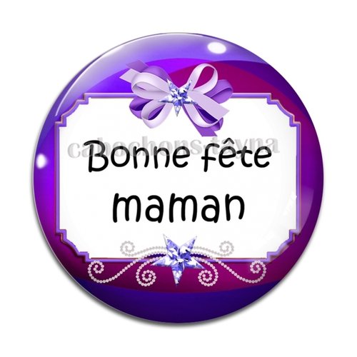 Cabochon bonne fête maman, cabochon résine - ou verre rond différente taille