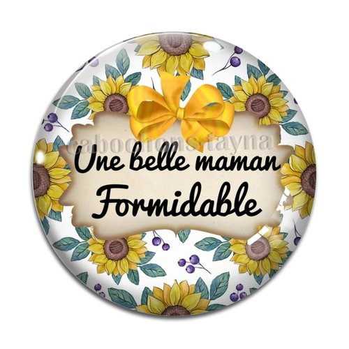 Cabochon belle maman formidable, cabochon résine - ou verre rond différente taille