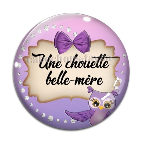 Cabochon chouette belle mère, cabochon résine - ou verre rond différente taille