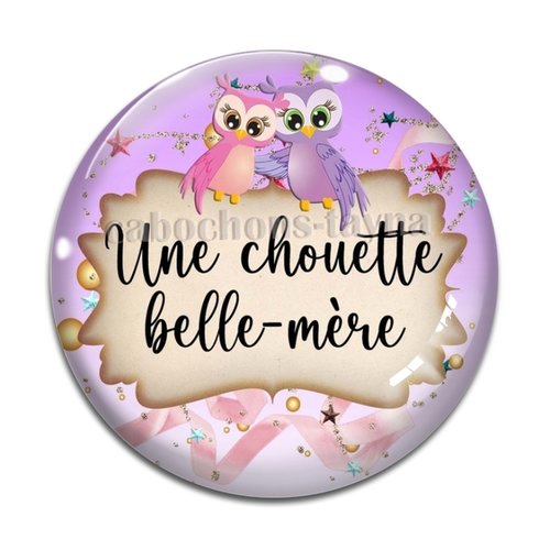 Cabochon chouette belle mère, cabochon résine - ou verre rond différente taille