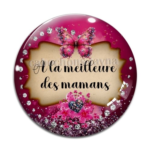 Cabochon meilleure maman, cabochon résine - ou verre rond différente taille