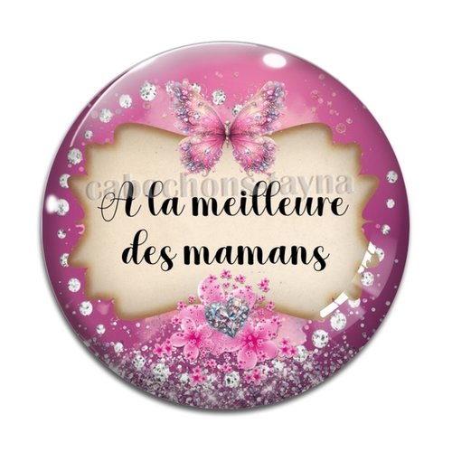 Cabochon meilleure maman, cabochon résine - ou verre rond différente taille