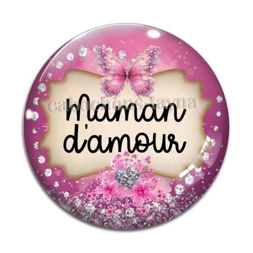 Cabochon maman d'amour, cabochon résine - ou verre rond différente taille