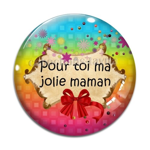 Cabochon jolie maman, cabochon résine - ou verre rond différente taille