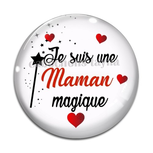 Cabochon  maman magique, cabochon résine - ou verre rond différente taille