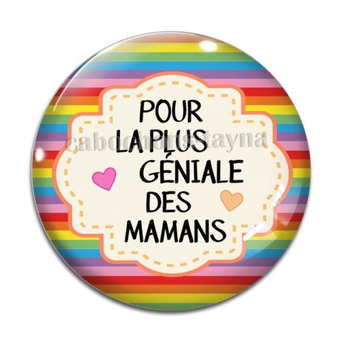 Cabochon maman géniale, cabochon résine - ou verre rond différente taille