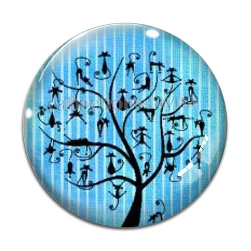 Cabochon arbre de vie et chat, cabochon résine - ou verre rond différente taille