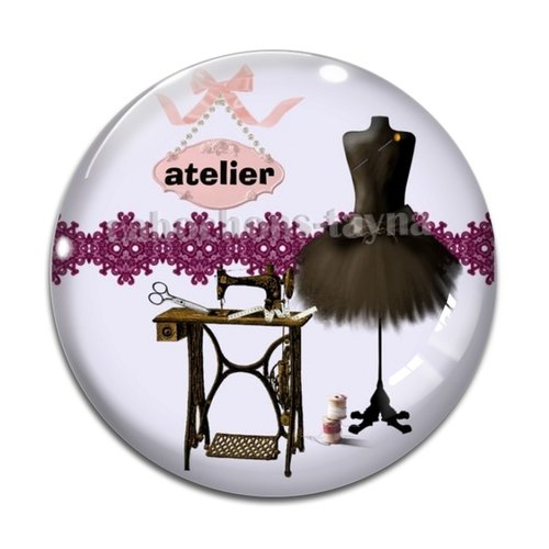 Cabochon latelier de couture, cabochon résine - ou verre rond différente taille