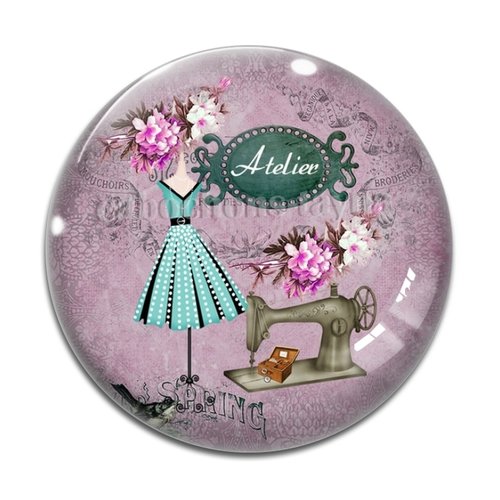 Cabochon latelier de couture, cabochon résine - ou verre rond différente taille