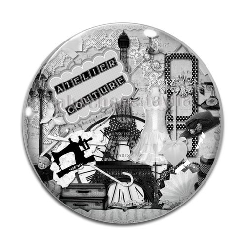 Cabochon latelier de couture, cabochon résine - ou verre rond différente taille