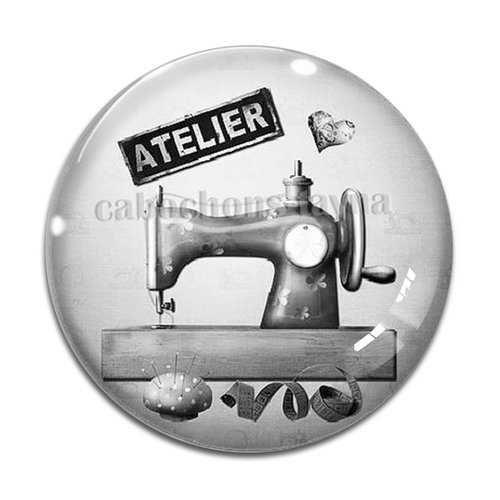 Cabochon latelier de couture, cabochon résine - ou verre rond différente taille