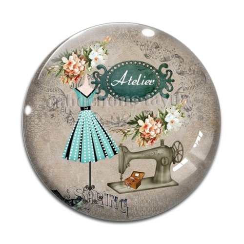Cabochon latelier de couture, cabochon résine - ou verre rond différente taille