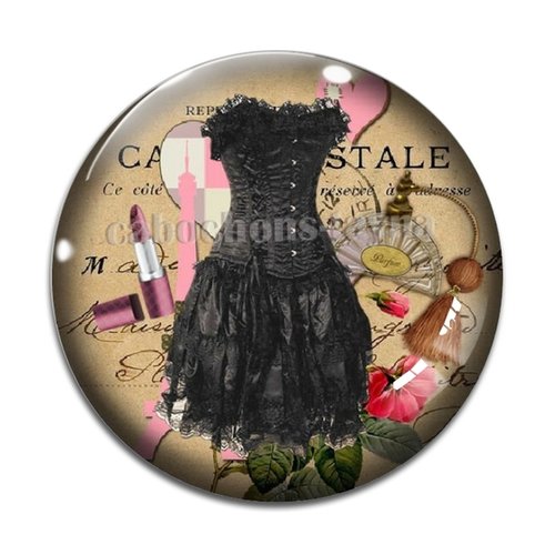 Cabochon robe, cabochon résine - ou verre rond différente taille