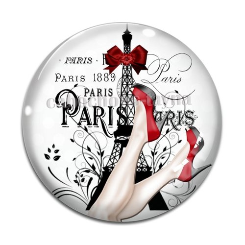 Cabochon mode paris, cabochon résine - ou verre rond différente taille