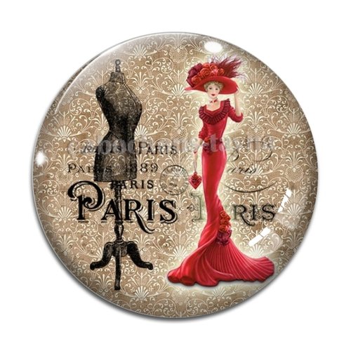 Cabochon mode paris, cabochon résine - ou verre rond différente taille